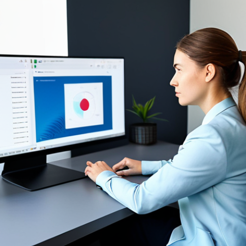 Home 4 A focused professional individual, fully clothed in modest business attire, sitting at a clean, minimalist desk in a modern home office. On the large monitor screen, only a single, organized application window is visible, symbolizing digital decluttering and control over digital distractions. The desk is free of physical clutter, with neatly arranged essential items. The person has a calm, concentrated expression, showcasing a state of deep focus. The background is softly blurred, emphasizing the subject. safe for work, appropriate content, fully clothed, professional, perfect anatomy, correct proportions, natural pose, well-formed hands, proper finger count, natural body proportions, professional photography, high quality, vibrant colors.